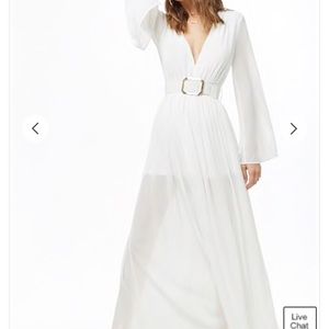 Chiffon M Slit Ivory Maxi Dress